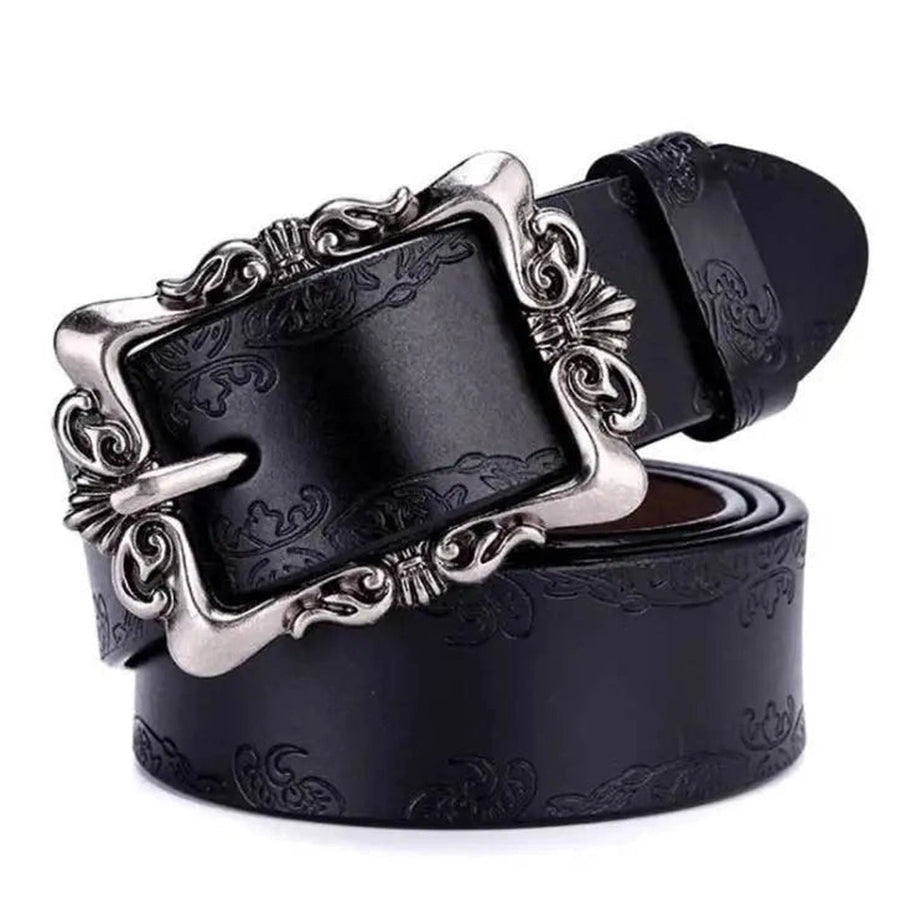 Retro Victorian Embossed Buckle Belt black Shoptery