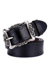 Retro Victorian Embossed Buckle Belt black Shoptery
