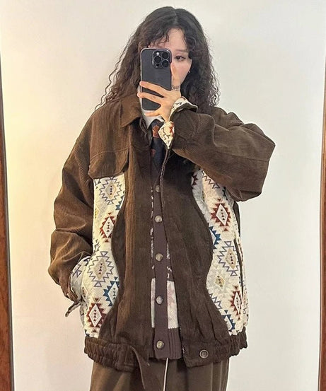 Vintage Aztec Corduroy Jacket - Coats & Jackets