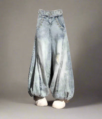 Y2k Balloon Wide-Leg Jeans Light Blue Shoptery