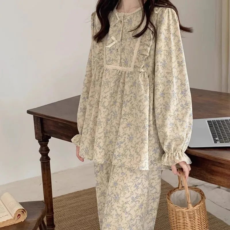 Retro Bloom Lace Pajama Set Shoptery