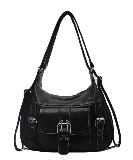 Vintage Buckled Satchel Bag - 