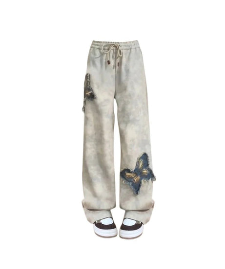 Vintage Butterfly Patch Joggers - Pants