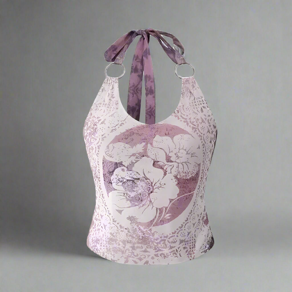 Coquette Charm Scarf Halter Top purple Shoptery