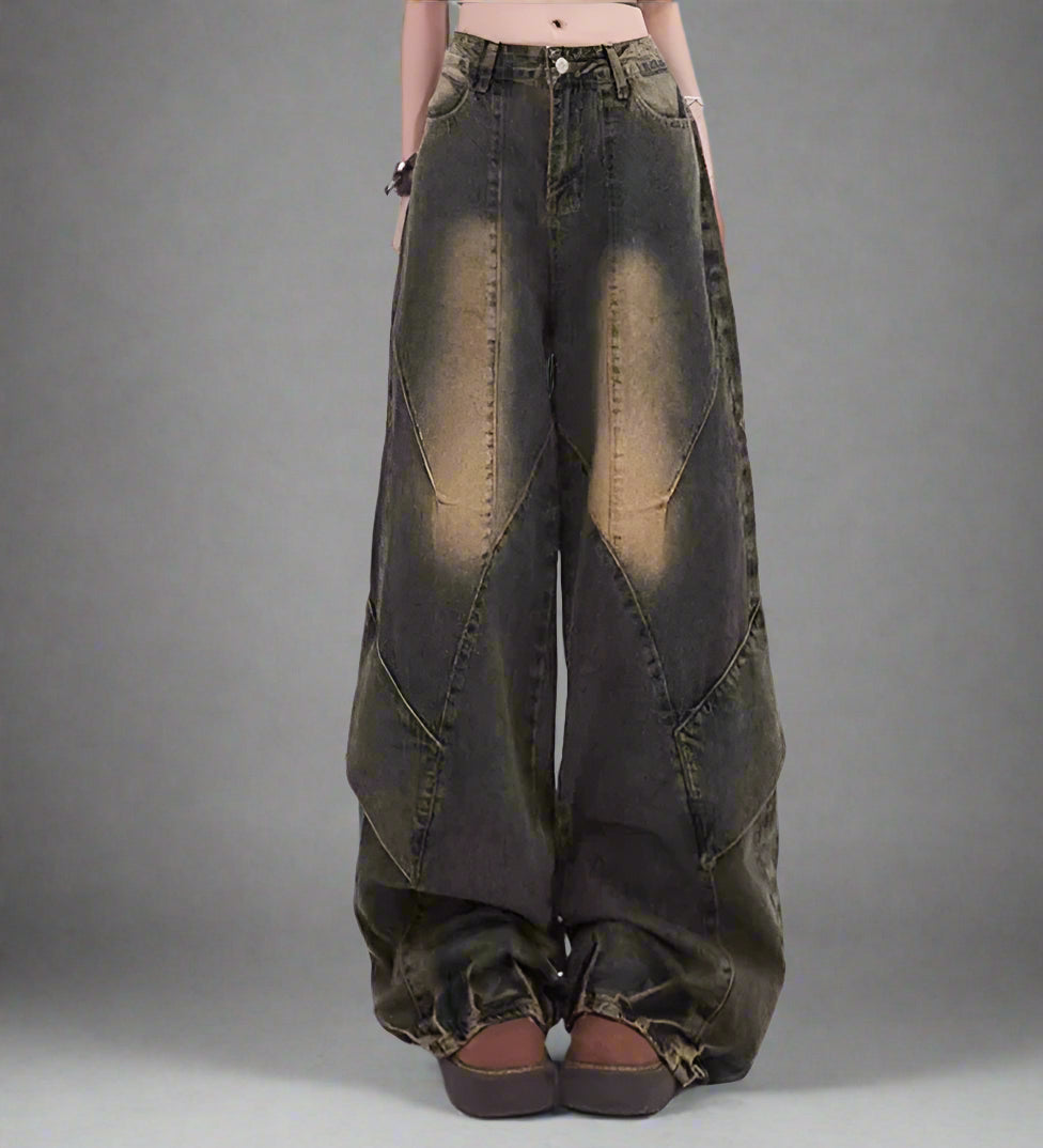 Y2k Patchwork Jeans Blue Shoptery