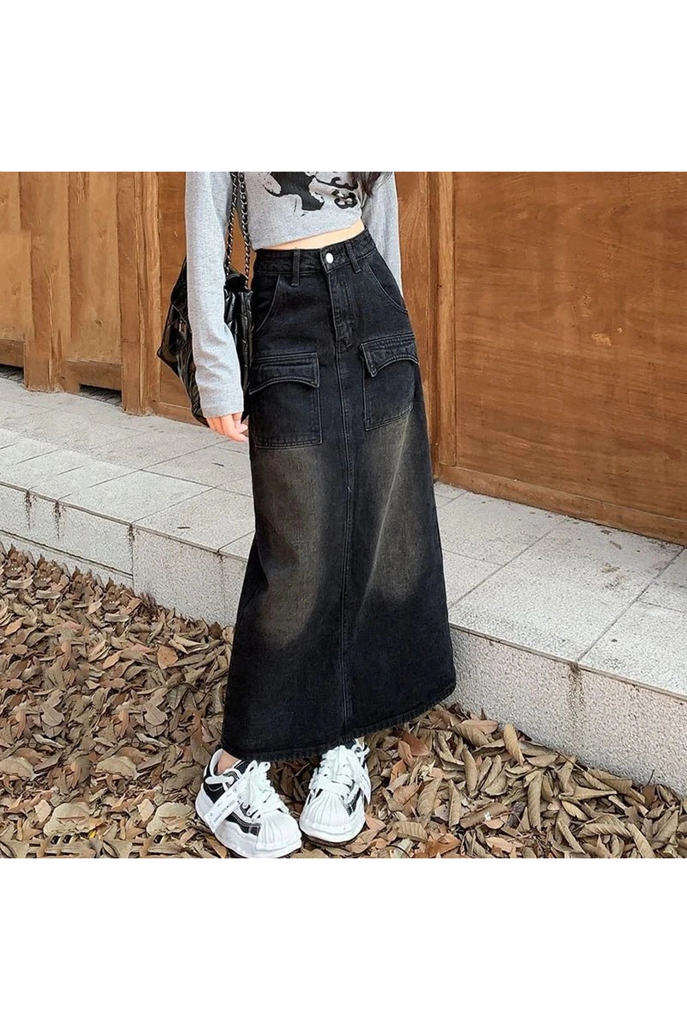 Vintage High Waist Denim Skirt -