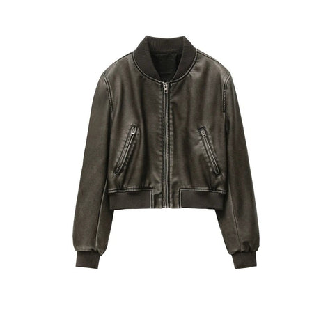 Vintage Imitation Leather Jacket - Coats & Jackets