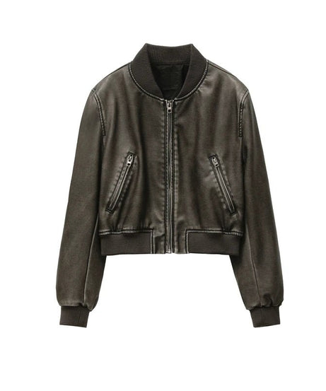 Vintage Imitation Leather Jacket - Coats & Jackets