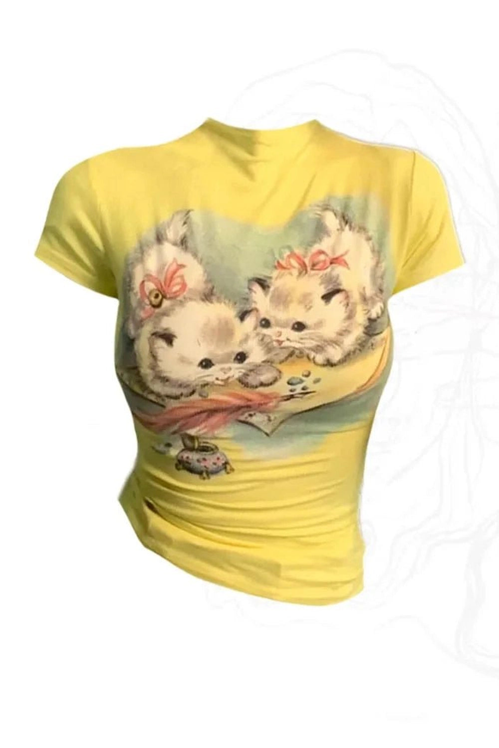 Vintage Kitten Graphic Top - Shirts & Tops