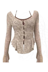 Acubi Lace Flare Sleeve Blouse Shoptery