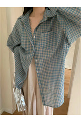 Retro Plaid Oversized Shirt Shoptery