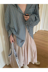 Retro Plaid Oversized Shirt Shoptery