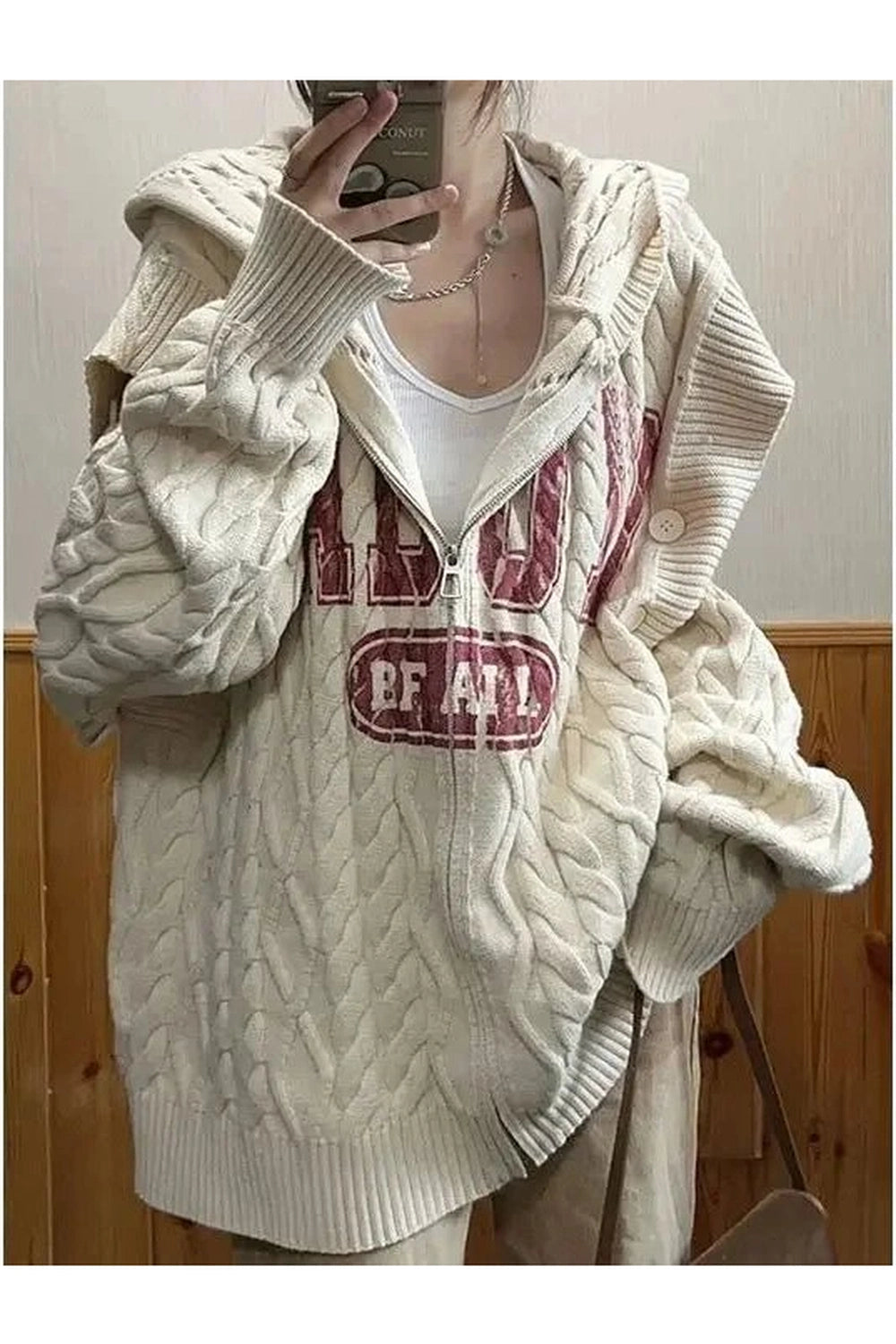 Retro Slouch Knit Zip-Up Sweater Shoptery