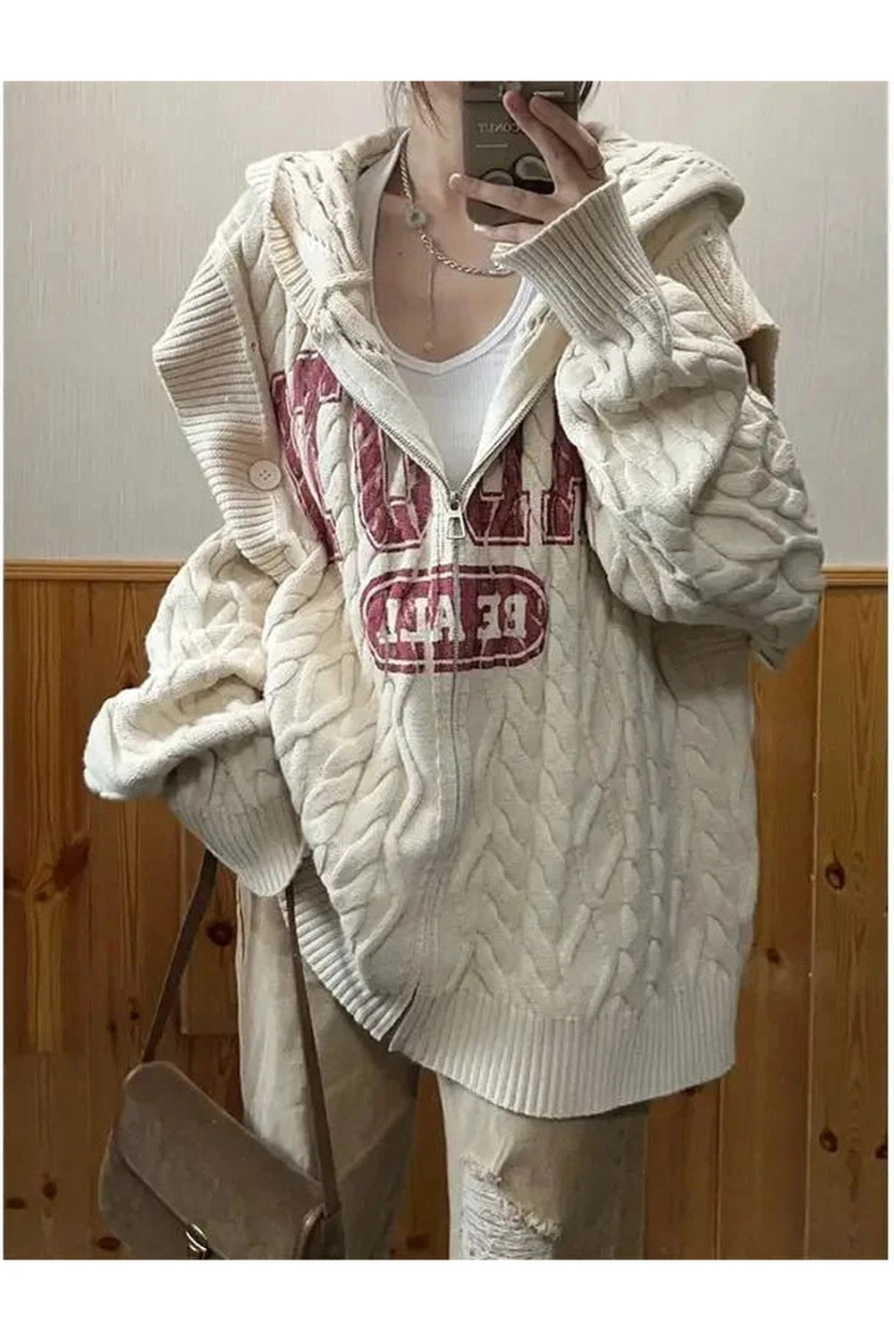 Retro Slouch Knit Zip-Up Sweater 1 Shoptery