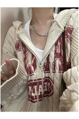 Retro Slouch Knit Zip-Up Sweater Shoptery