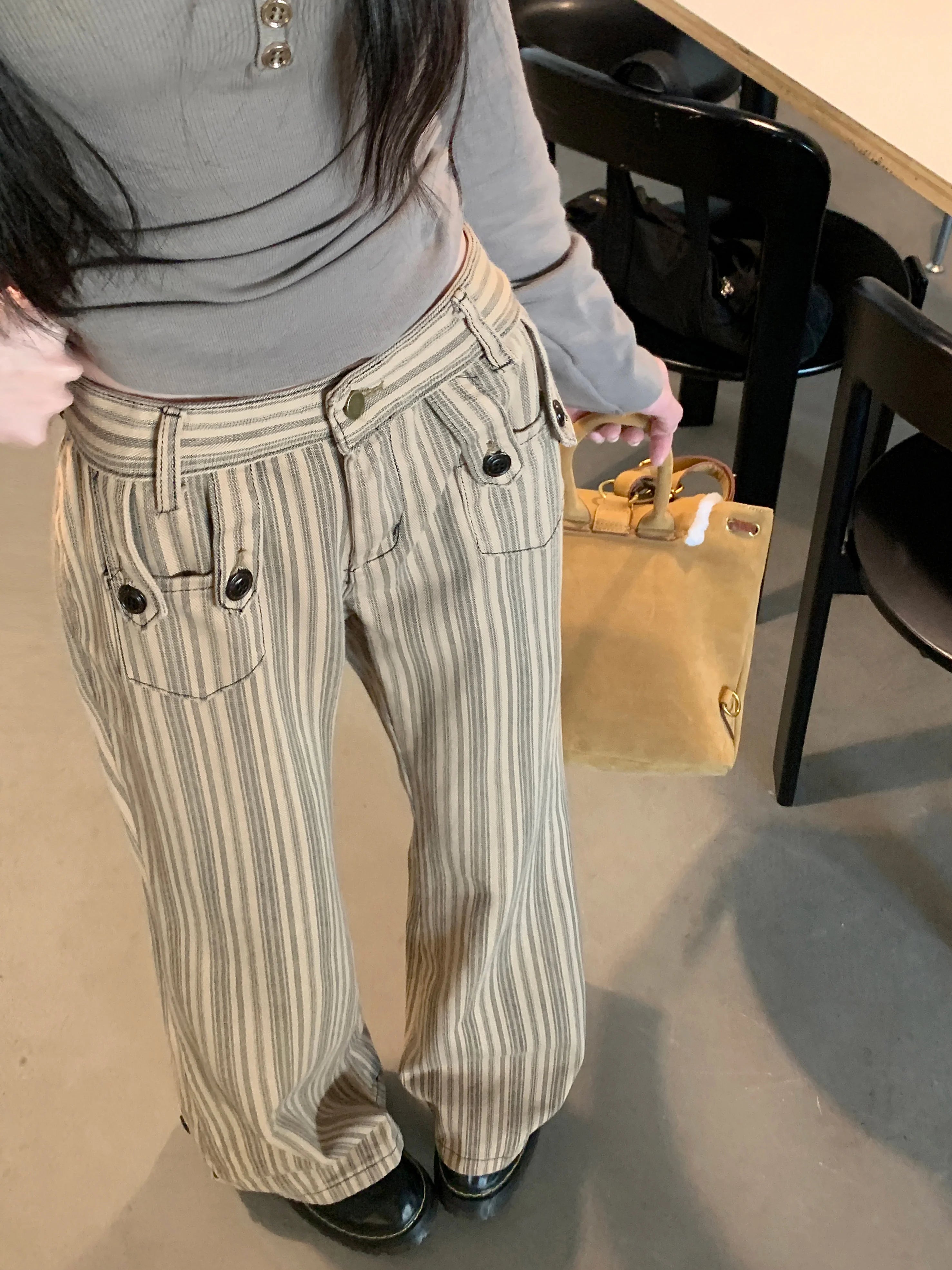 Retro Striped Flare Pants Shoptery