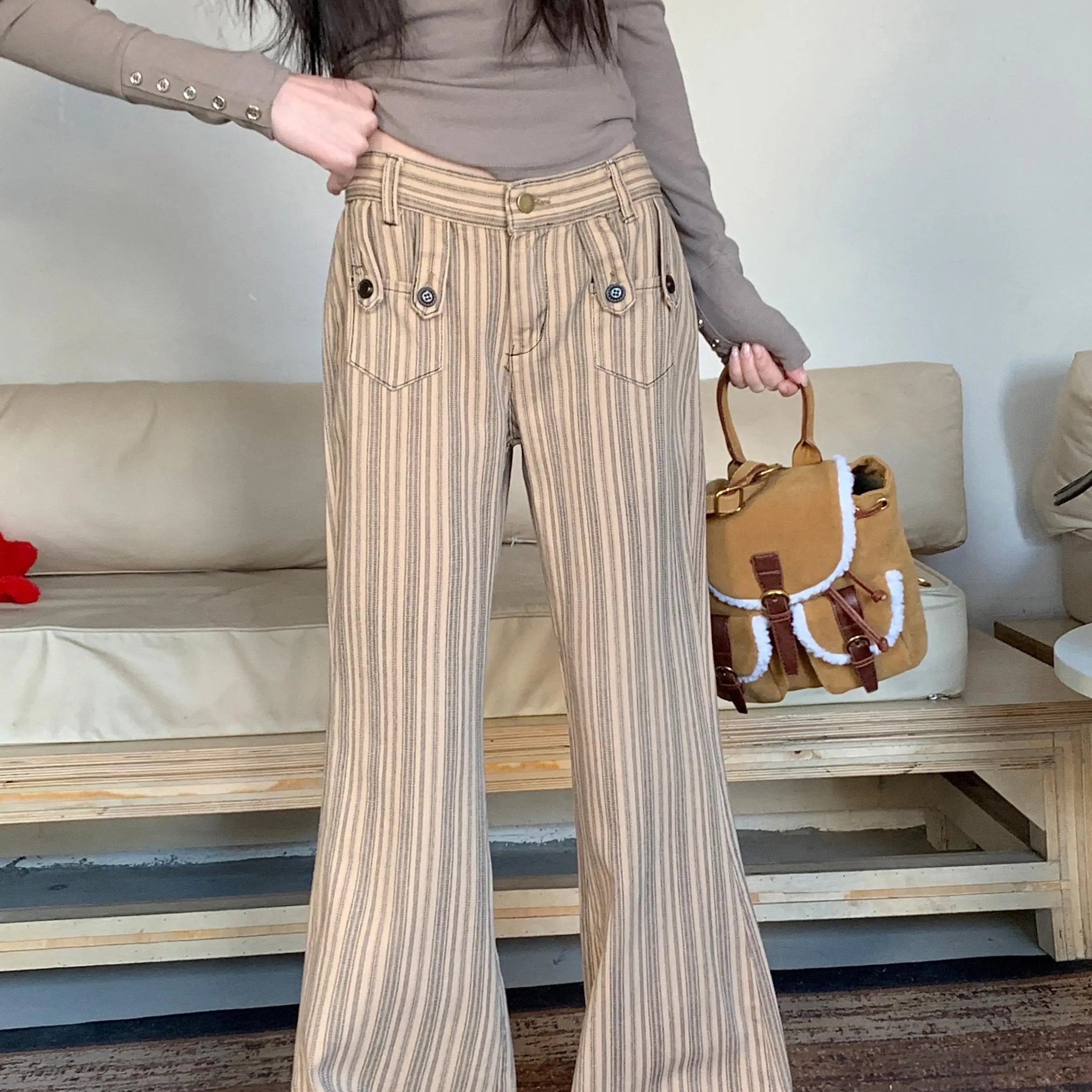 Retro Striped Flare Pants Shoptery