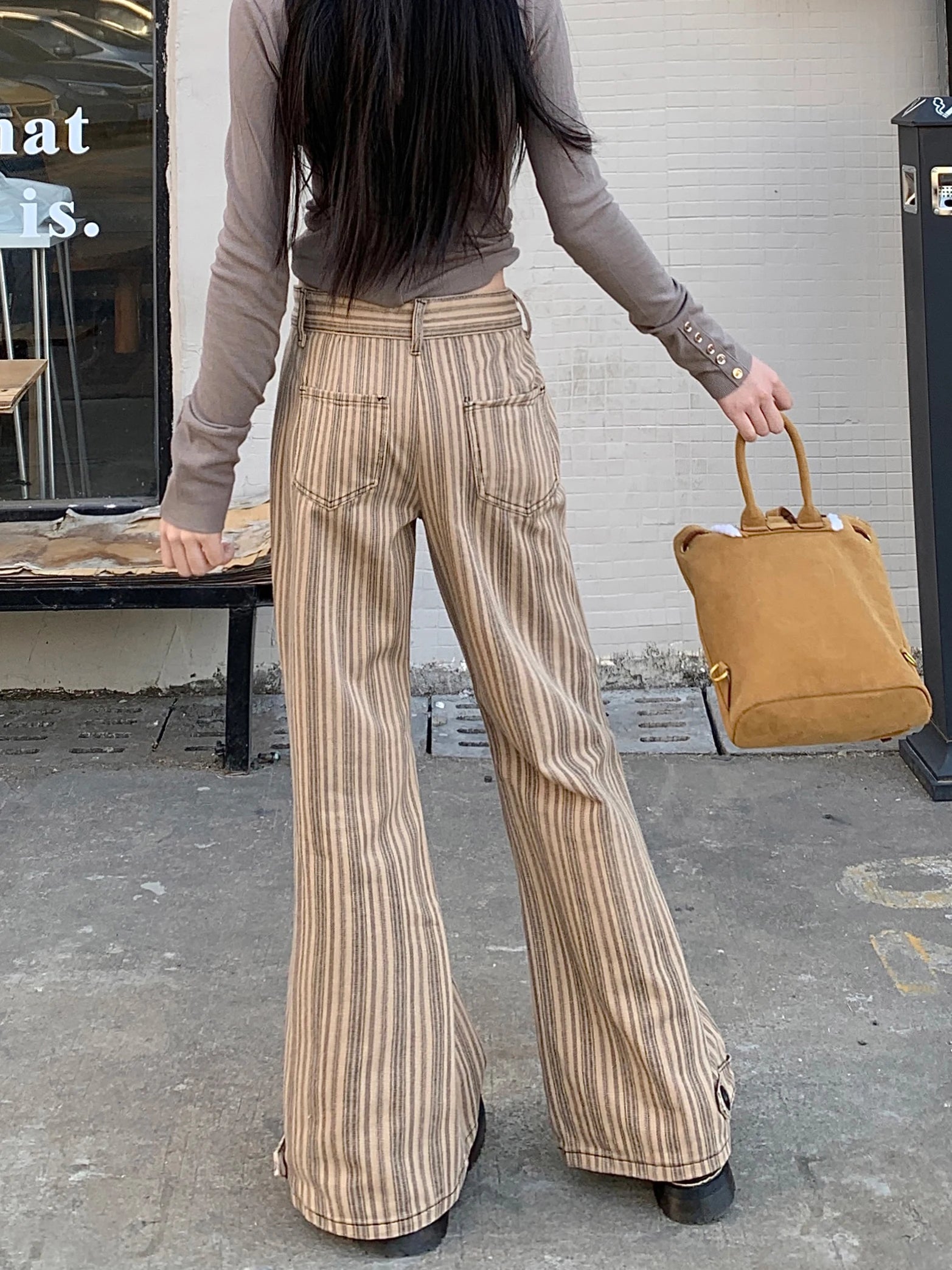 Retro Striped Flare Pants Shoptery