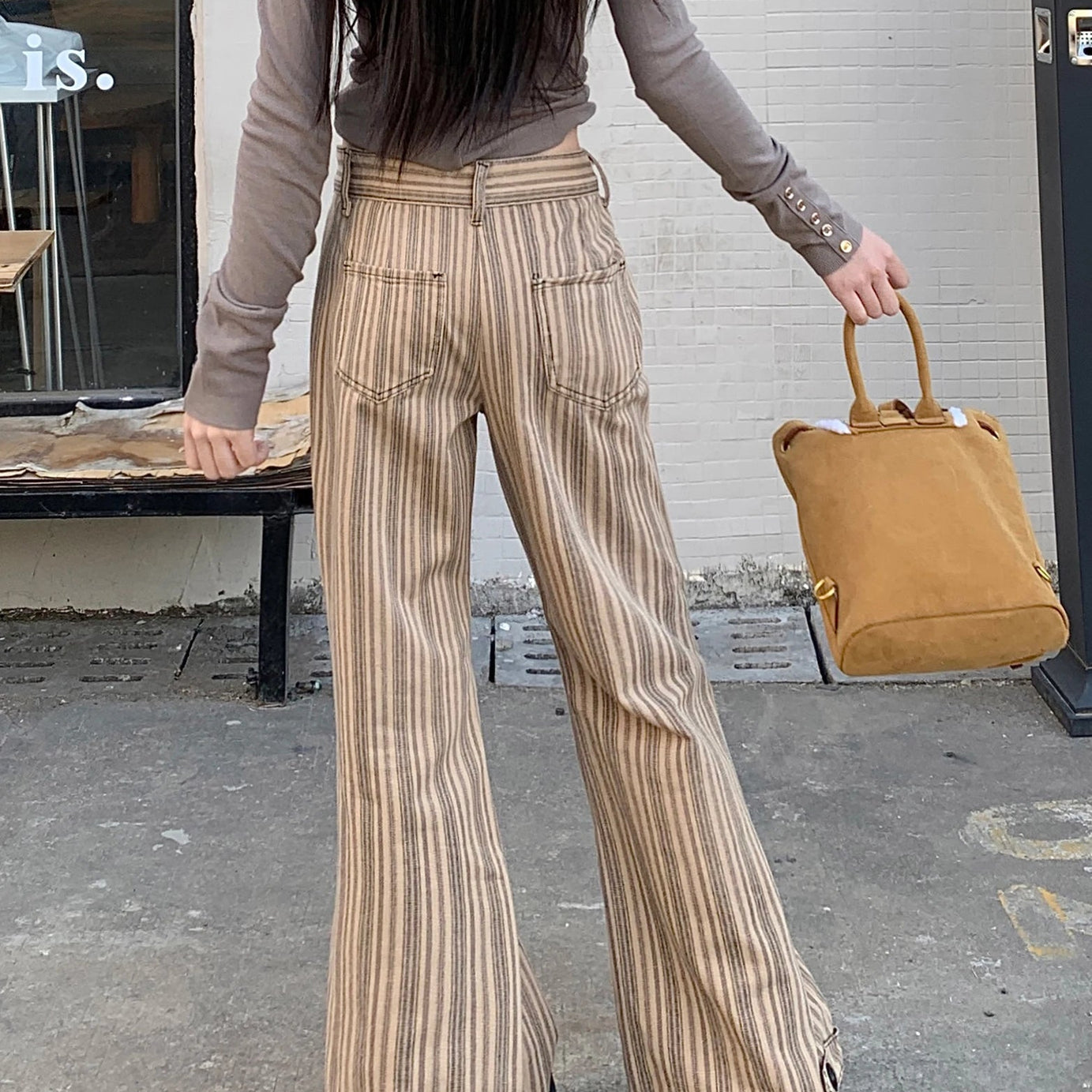 Retro Striped Flare Pants Shoptery