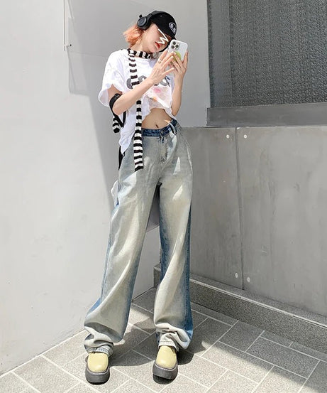 Vintage Two - Tone Baggy Jeans - Jeans