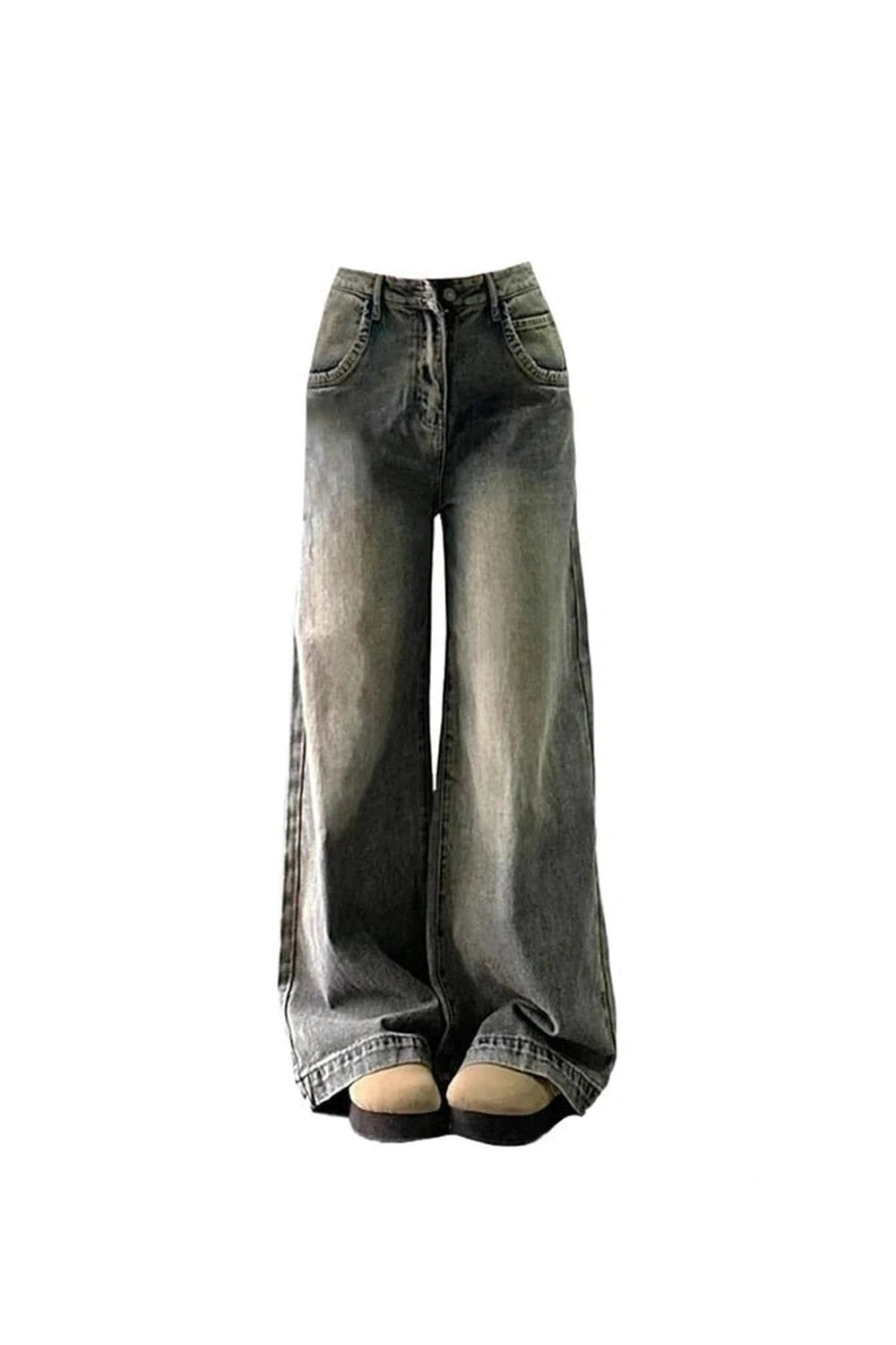 Vintage Washed Wide - Leg Jeans - Jeans