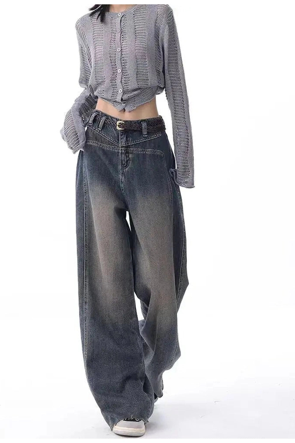 Vintage Washed Wide - Leg Jeans - Jeans