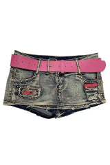 Retro Y2K Denim Mini Shorts Blue Shoptery