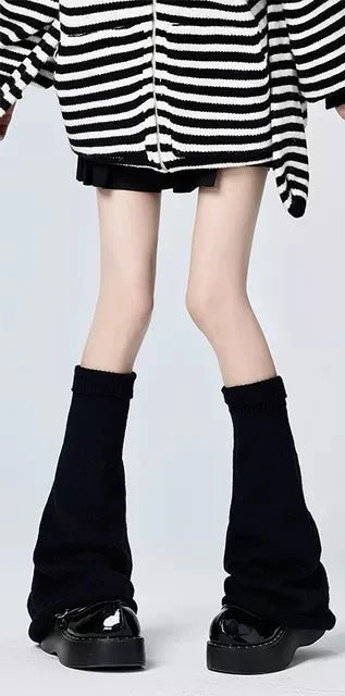 Pastel Goth Violet Chaos Strapped Leg Warmers Black no Leg ring One Size Shoptery