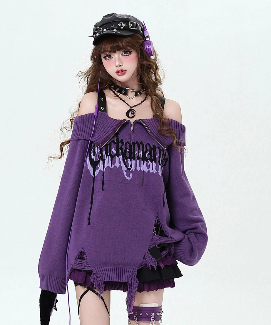 Violet Rebellion Chain Sweater - Sweaters