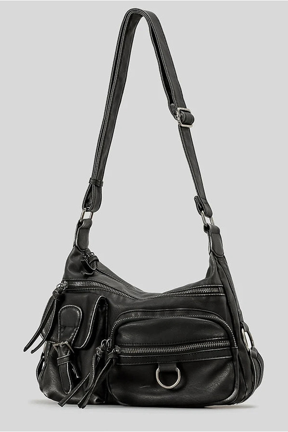Y2k Wanderer Multi-Pocket Sling Bag Black Shoptery