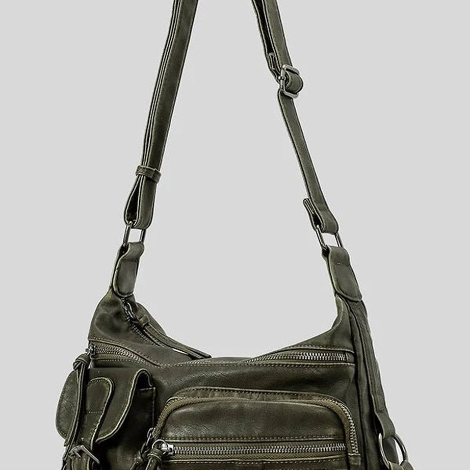 Y2k Wanderer Multi-Pocket Sling Bag Green Shoptery