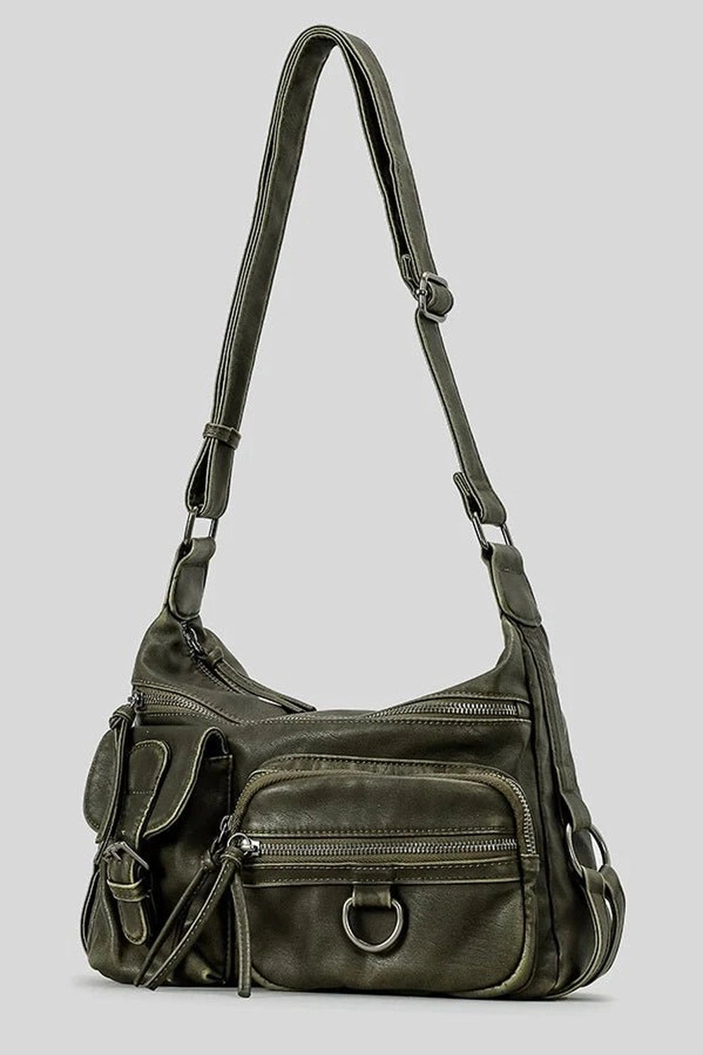 Y2k Wanderer Multi-Pocket Sling Bag Green Shoptery