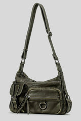 Y2k Wanderer Multi-Pocket Sling Bag Green Shoptery