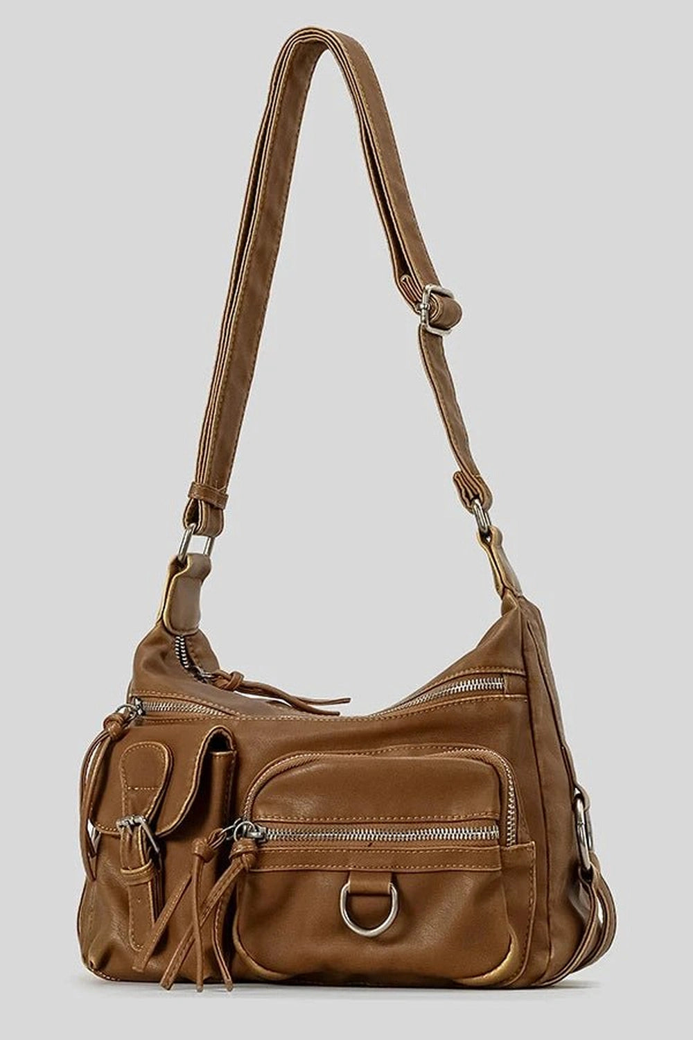 Y2k Wanderer Multi-Pocket Sling Bag Brown Shoptery