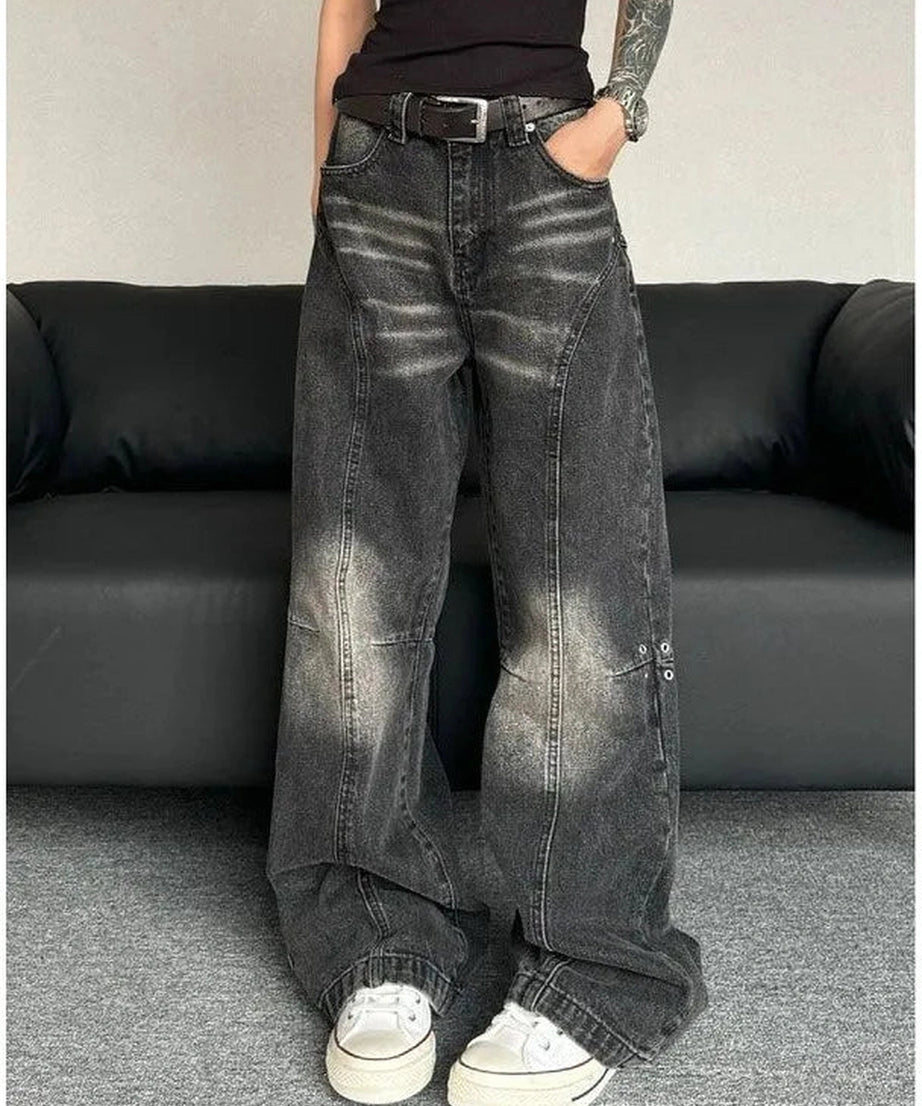 Washed Black Wide - Leg Jeans - Jeans