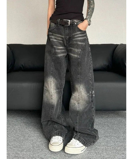 Washed Black Wide - Leg Jeans - Jeans