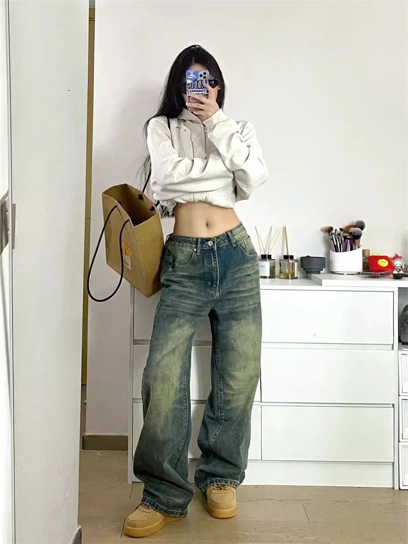 Washed Low - Rise Baggy Jeans - Jeans