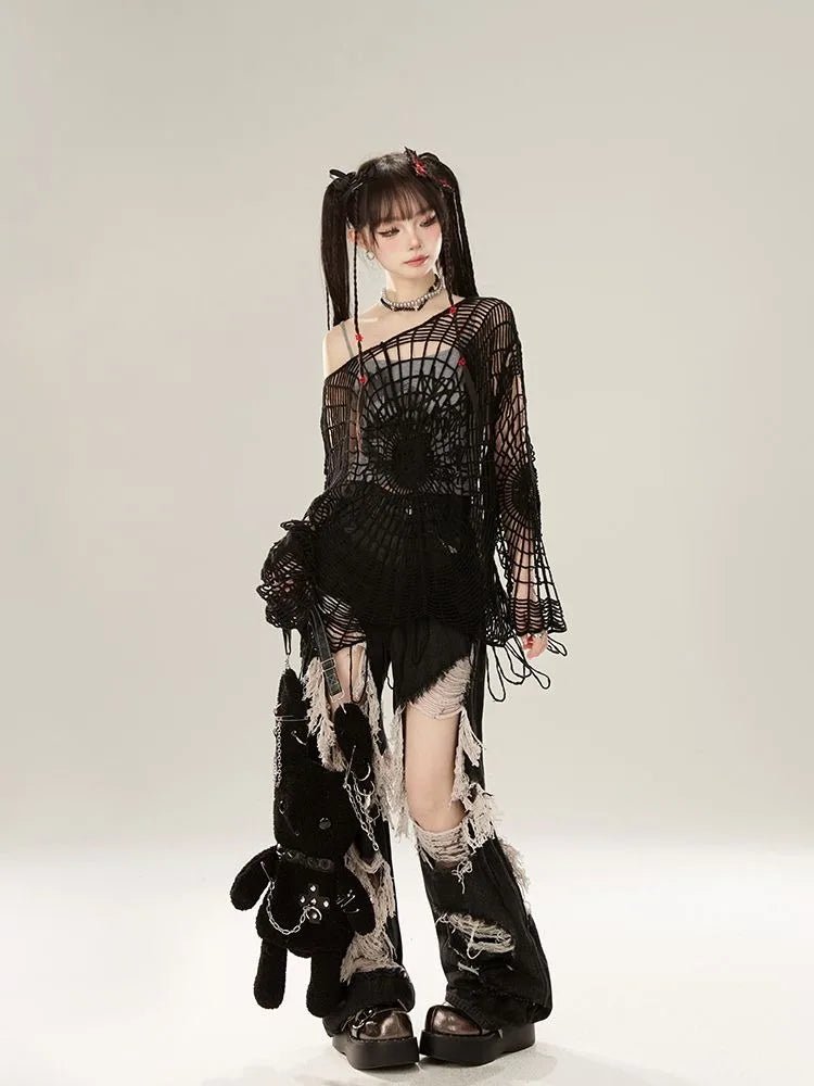 Webbed Nightmare Alt Mesh Top Shoptery