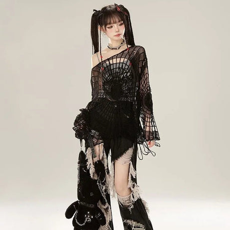 Webbed Nightmare Alt Mesh Top Shoptery