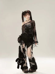 Webbed Nightmare Alt Mesh Top Shoptery