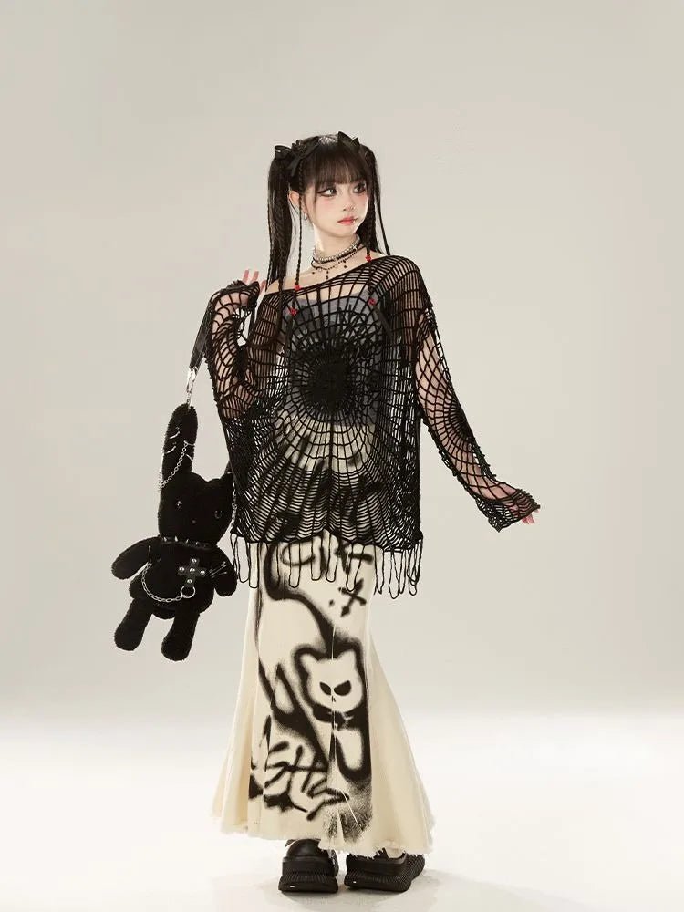 Webbed Nightmare Alt Mesh Top Shoptery