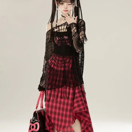 Webbed Nightmare Alt Mesh Top Shoptery