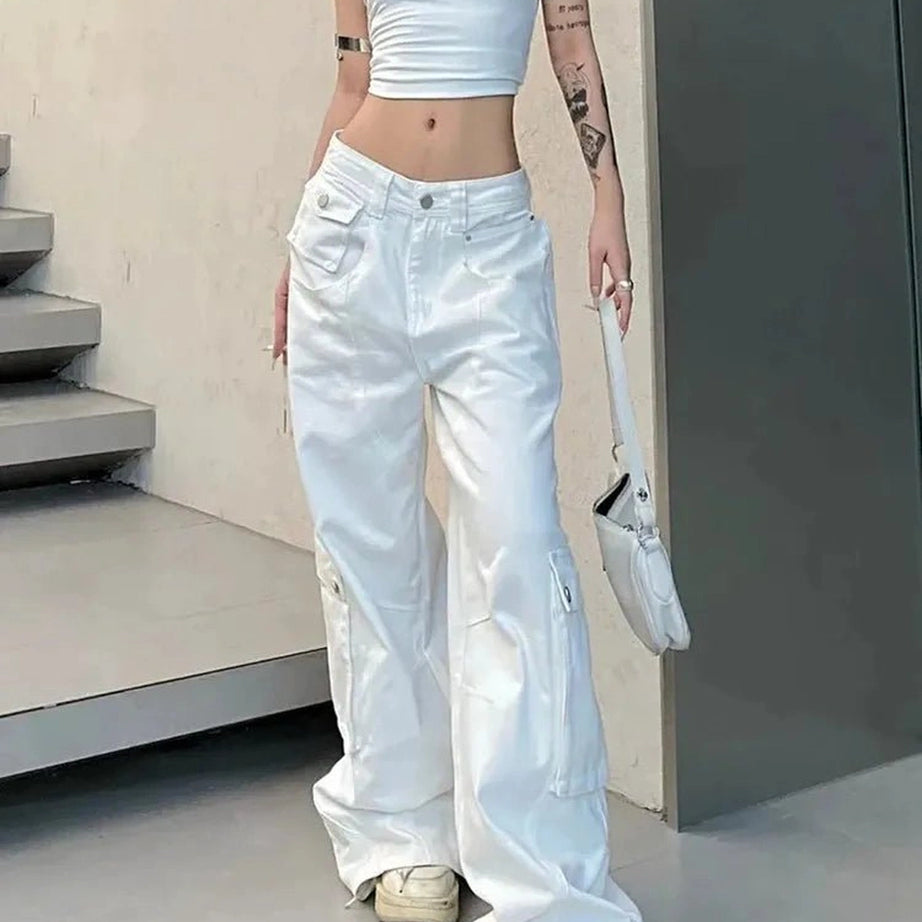 White Y2k Baggy Streetwear Pants White Shoptery
