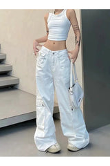 White Y2k Baggy Streetwear Pants Shoptery