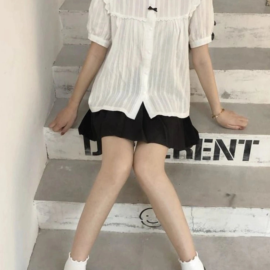 White Lace Peter Pan Blouse Shoptery