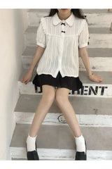 White Lace Peter Pan Blouse Shoptery