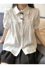 White Lace Peter Pan Blouse Shoptery