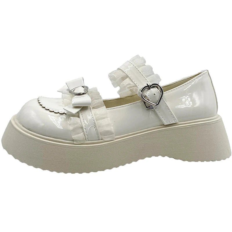 White Lolita Heart Shoes -