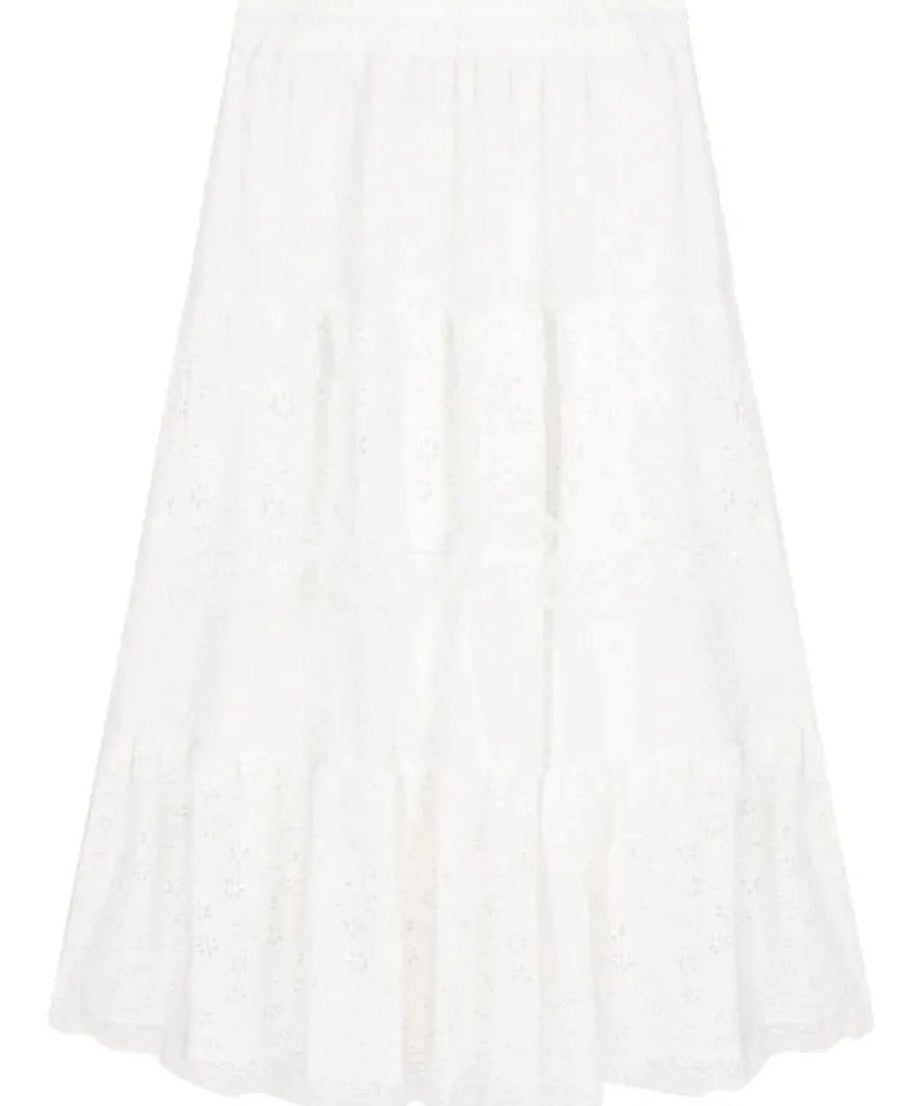 White Long Lace Skirt - Skirts