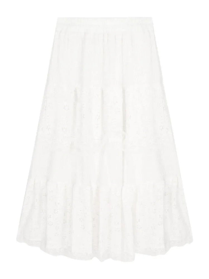 White Long Lace Skirt - Skirts